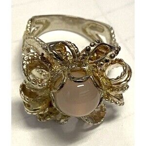 Vintage Sterling Silver Ring Lavender Stone Flower Intricate Size 9 HTF